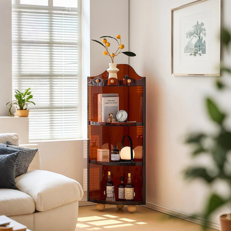 52.36"Amber-colored corner storage triangular shelf