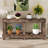 62.9" Vintage Entryway Table, Fir Solid Wood With Natural Grain, 6 Reinforced Legs, Metal Rivet Decor & Plank Under-Shelf-826125130