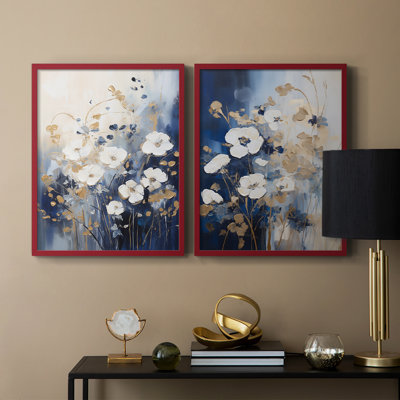 FLORAL Series CECII - Impression encadrée de qualité supérieure - prête à être accrochée - aucun clou requis - aucun clou requis