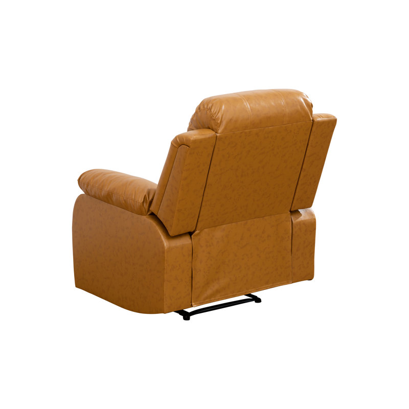 Fauteuil inclinable manuel moderne en similicuir de 35 po de largeur avec accoudoirs et dossier rembourrés végétalien - Gingembre