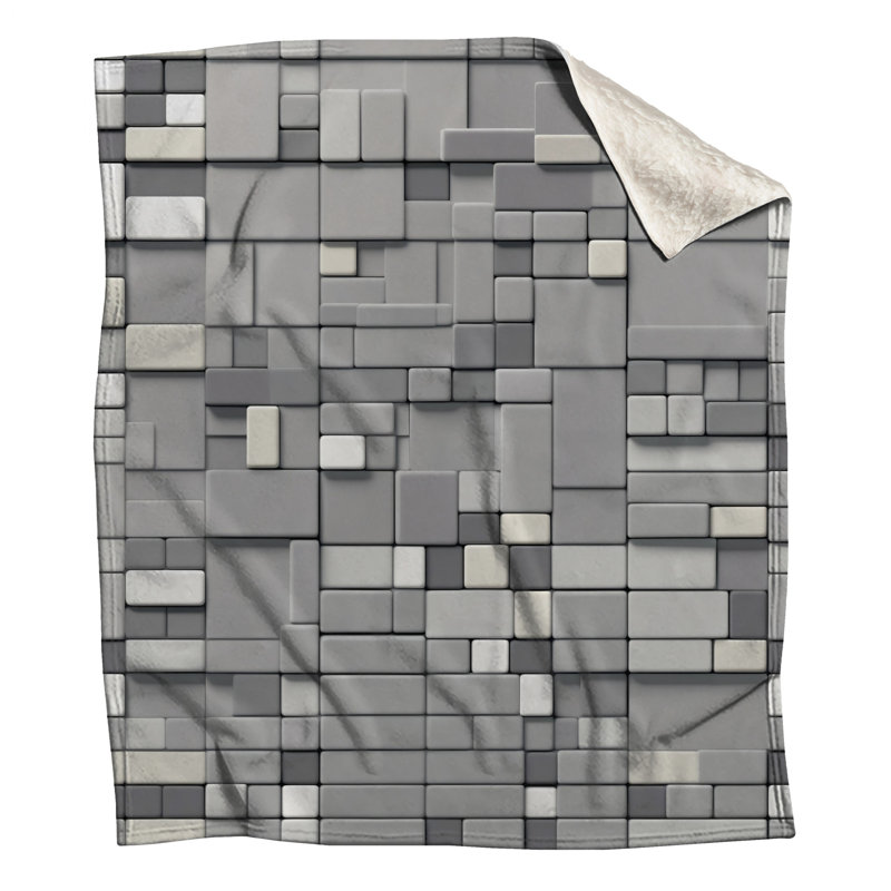 Gray Rectangular Tiles Blankets, 60in W x 80in H