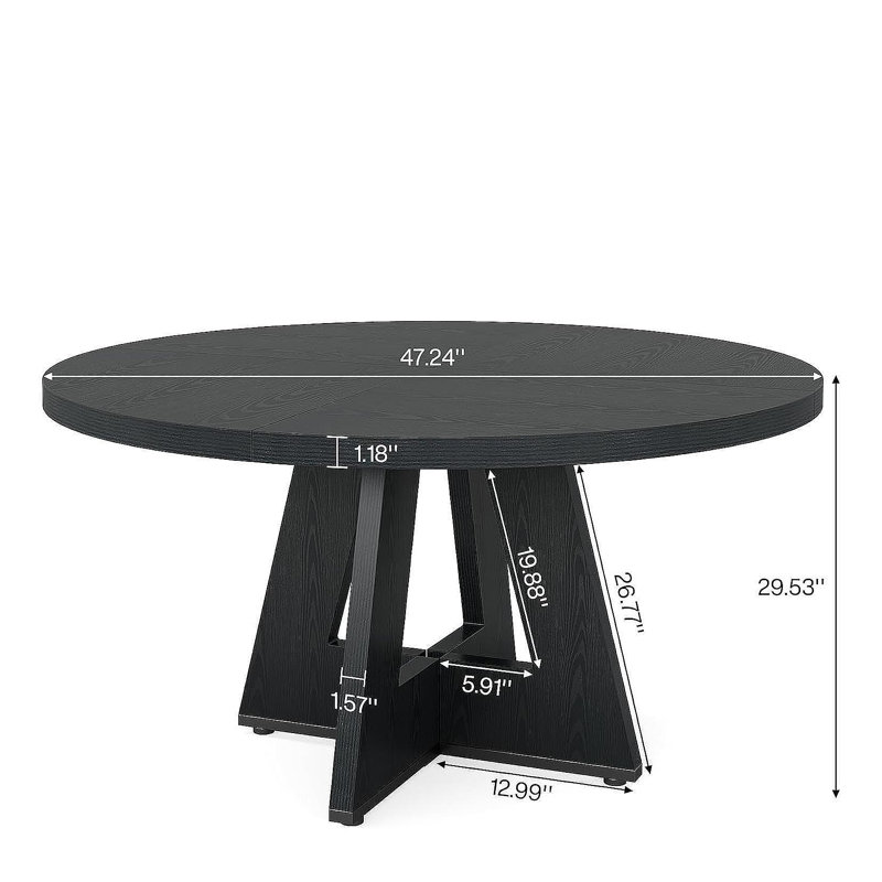 Table de salle à manger de 47 po Farmhouse, Noir
