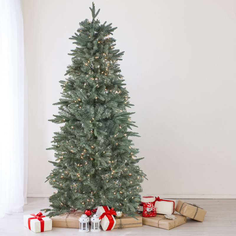 Sapin de Noël artificiel mince 7,5 pi pré-éclairé Washington Frasier - lumières claires