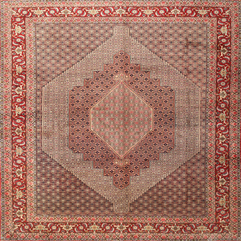 Wool Oriental Indoor Rug, Square 4'