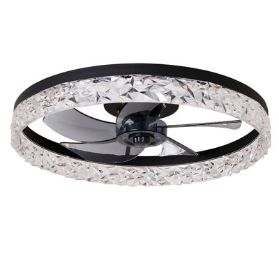 Indoor Flush Mount Ceiling Fan With LED Light And Remote Control