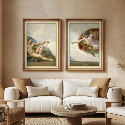 Renaissance Figure Scene Classic Mythic - Set of 2 Premium Framed Wall Art Print on Paper 26"x36"