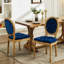 Élégantes chaises de salle à manger, velours bleu, bois massif, de 2 chevilles réglables en bois, fabriquées à la main