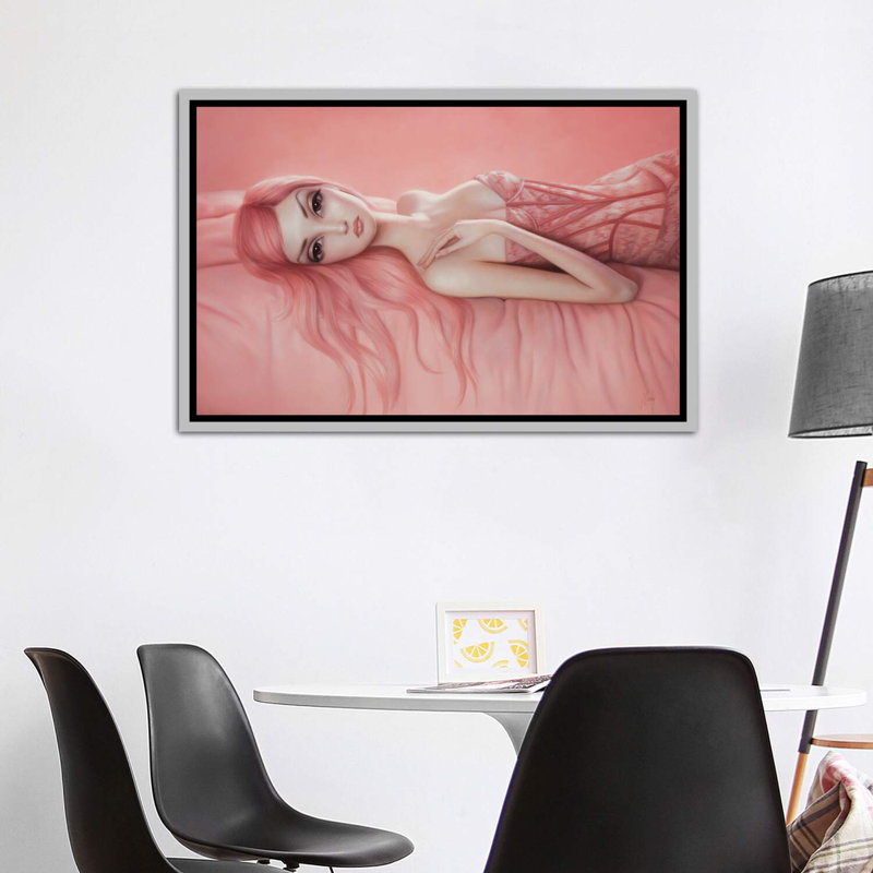 Audrey par Inconnu - impression d'art graphique, H 40 po x l 60 po x 1,5 po, Toile avec cadre argenté