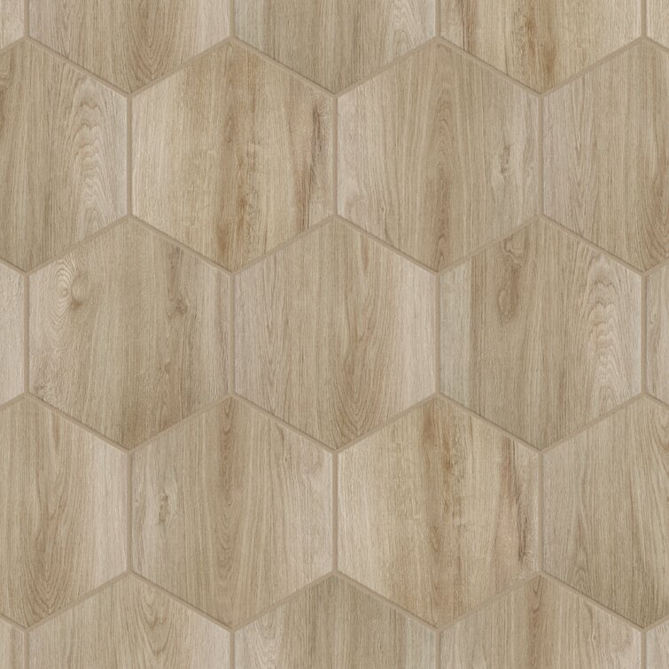 Natural 14" x 16.25" Pressed Porcelain Wood Look Wall & Floor Tile