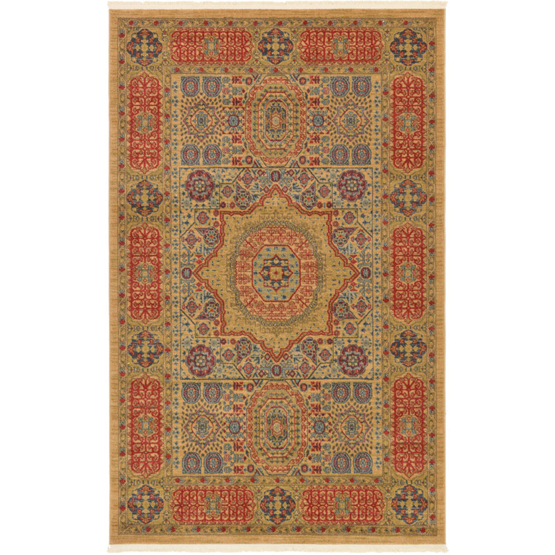 Ophelia Oriental Indoor Rug, Rectangle 3'3" x 5'3", Red/Tan