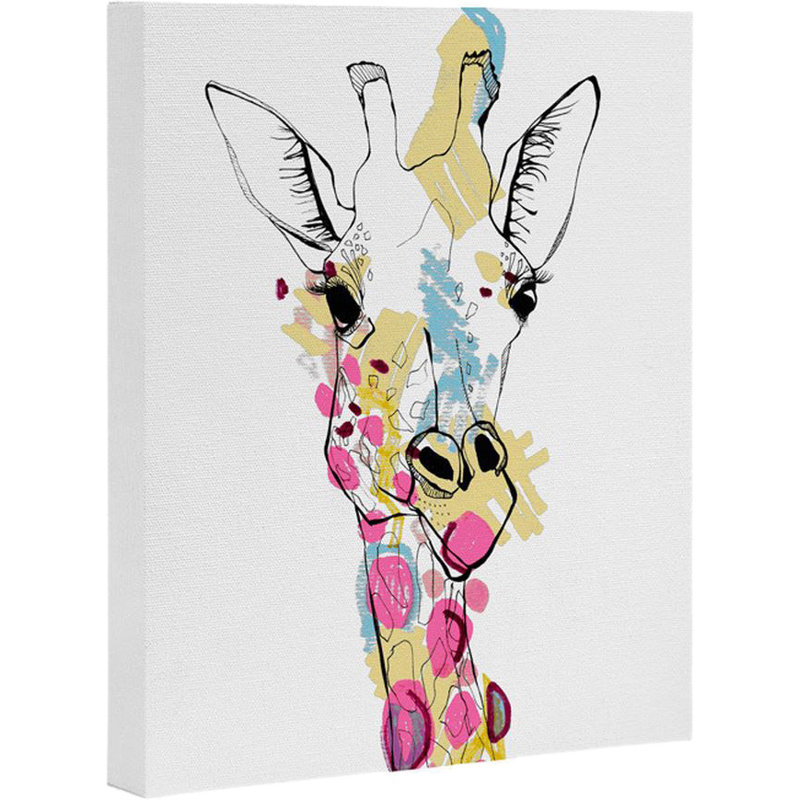 Reproduction d’art sur toile « giraffe color », H 10 po x l 8 po x P 1,5 po