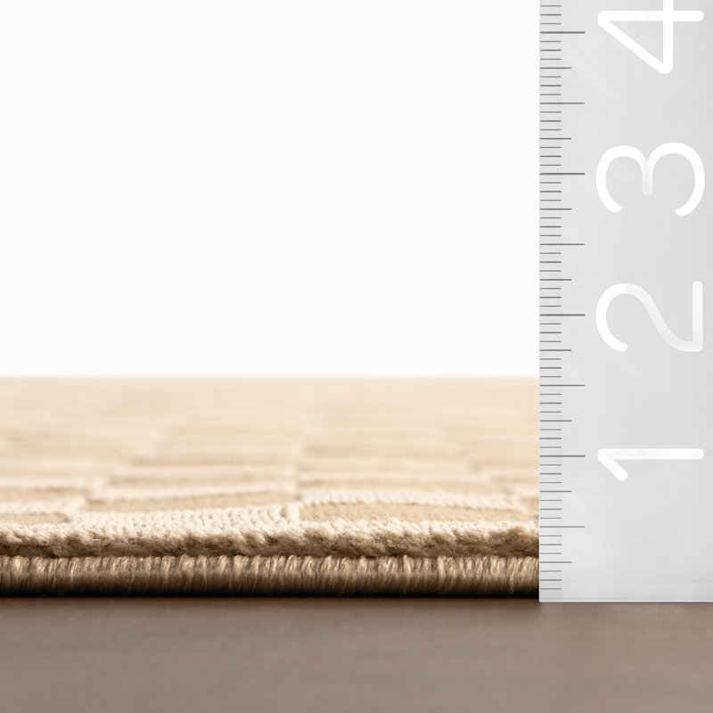  Faelora Checkered Washable Area Rug, Beige, Rectangle 7'11" x 9'9"
