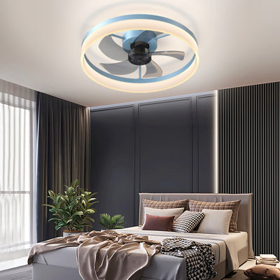 Ventilateurs de plafond avec lumières à DEL à intensité variable Installation intégrée de minces ventilateurs de plafond modernes, 6 options de vitesse
