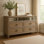 Commode large 7 tiroirs Lyla, bois de chêne massif rustique, panneaux de miroir antiques