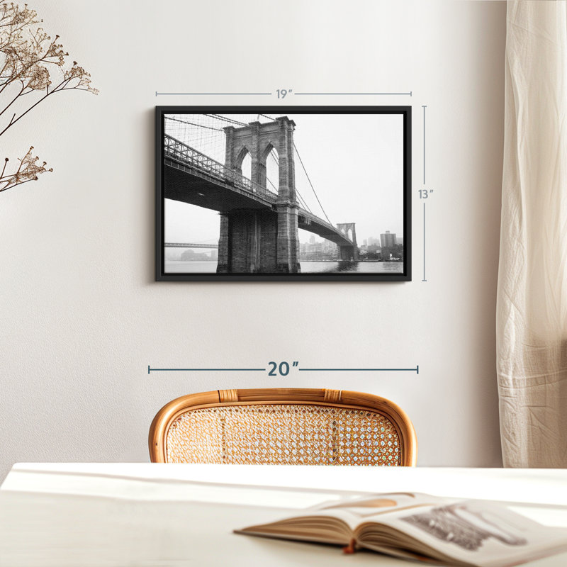 «Art mural monochromatique du pont de Brooklyn», H 13 po x l 19 po