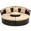 Lit à baldaquin avec cadre noir: lit de jour rond avec coussins confortables Lit rond: housses de coussin amovibles-1815376969