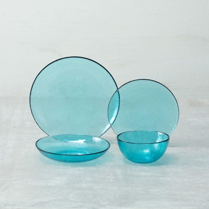 Los Cabos Glass Dinnerware 10.5" Dinner Plate, Lagoon