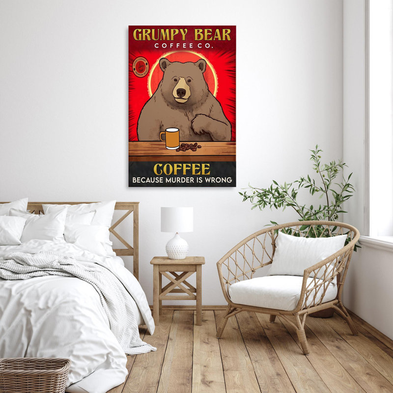 Grumpy Bear Coffee Co - 1 pièce rectangle graphique Grumpy Bear Coffee Co - 1 pièce rectangle, impression sur toile tendue