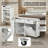 102.3" Wide Extendable Kitchen Island with Rolling Cart, Trash Storage Cabinet and 3-Tier Pull-Out Spice Rack, Mobile Dining Table for Kitchen, Dining Room, White