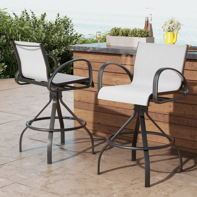 28.94" Outdoor Bar Stools Aluminum Bar Stools With Sunbrella Fabric