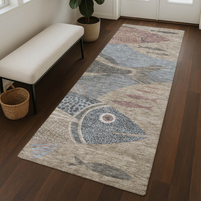 Machine Washable Indoor/Outdoor Chantille ACN2447 Coastal Rug, Gray, 2'3" x 7'6" Runner