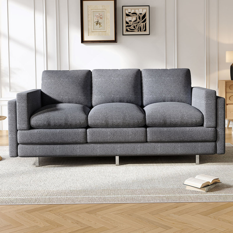 Canapé moderne à 3 places avec coussins de siège à deux couches pour un confort accru et une élégance de salon., Gris