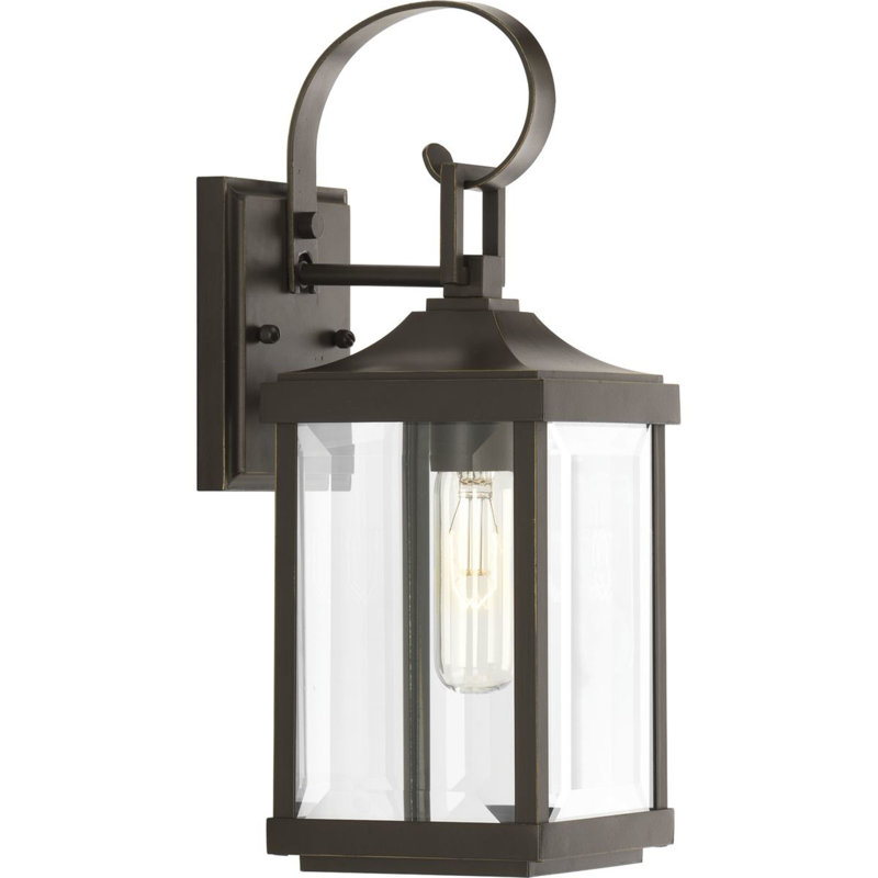 Antique Bronze Dimmable Outdoor Wall Lantern with Clear Glass Panels