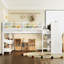Lit mezzanine blanc double avec bureau multifonctionnel, tableau noir et rangement, tiroirs de rangement fonctionnels confortables, bibliothèques, tableau noir de bureau, coffre-fort pour-128993362