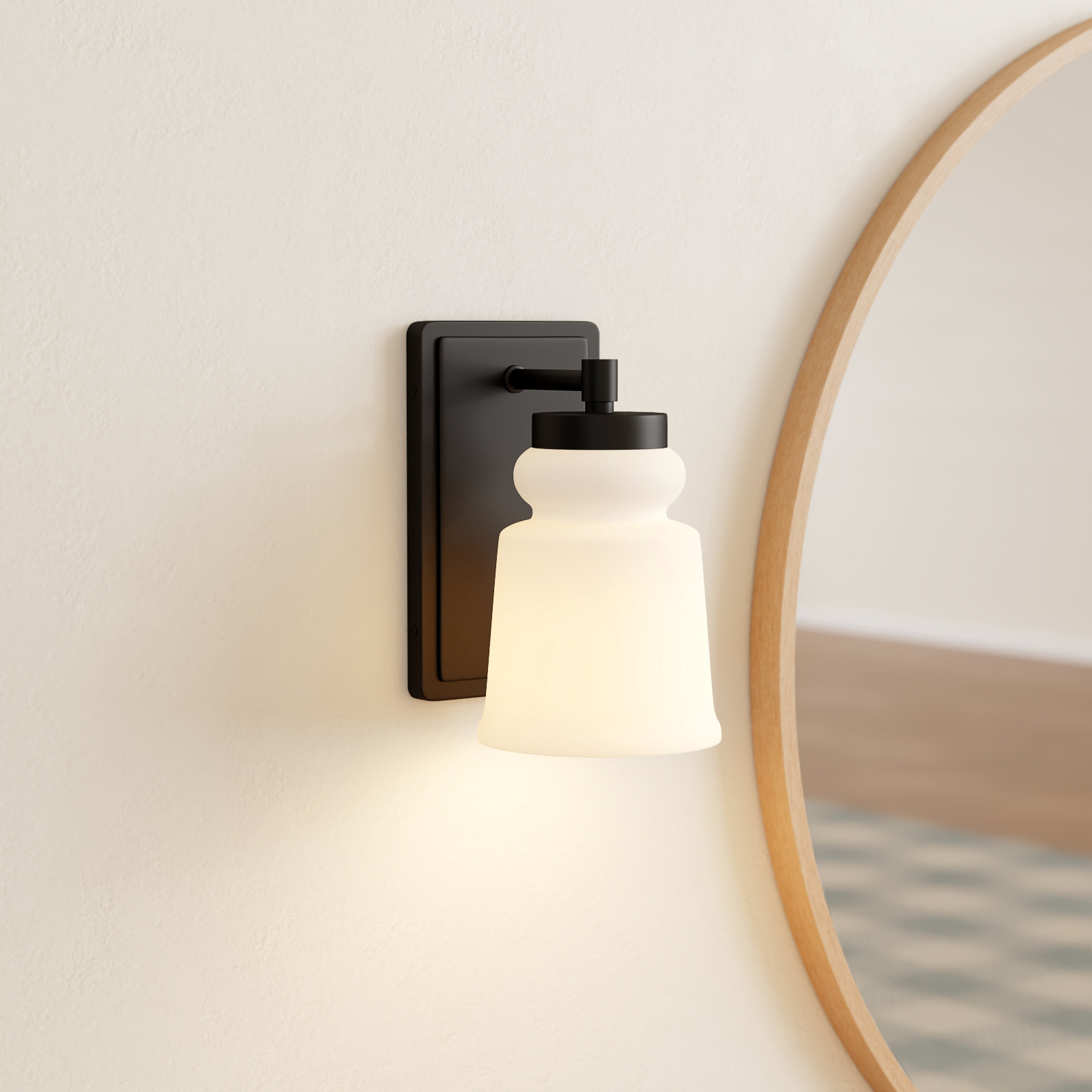 Grosseto Single Light Glass Dimmable Wall Sconces, Black