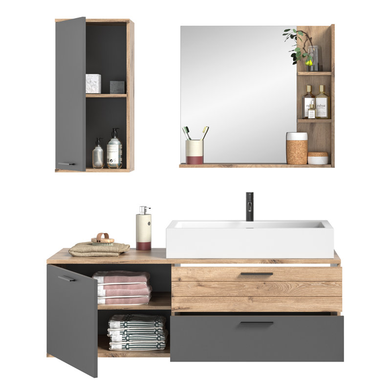 Gül 3 Piece Bathroom Furniture Suite with Mirror