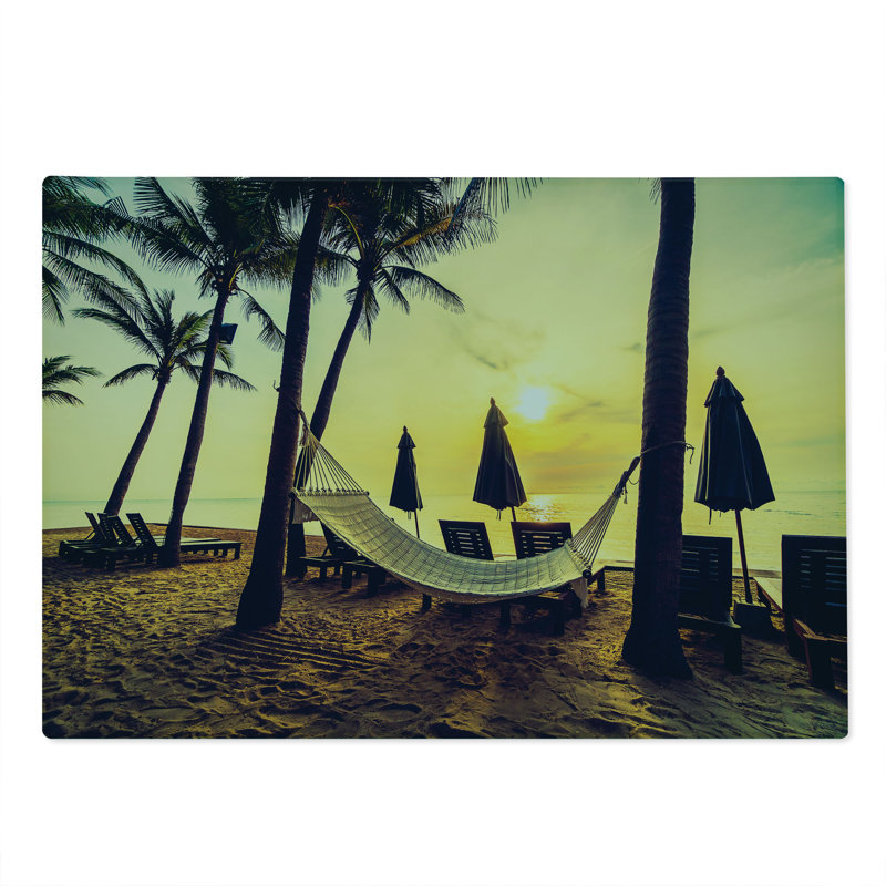 Ambesonne Beach Cutting Board Large Size Coconut Exotic Palm Trees Multicolor