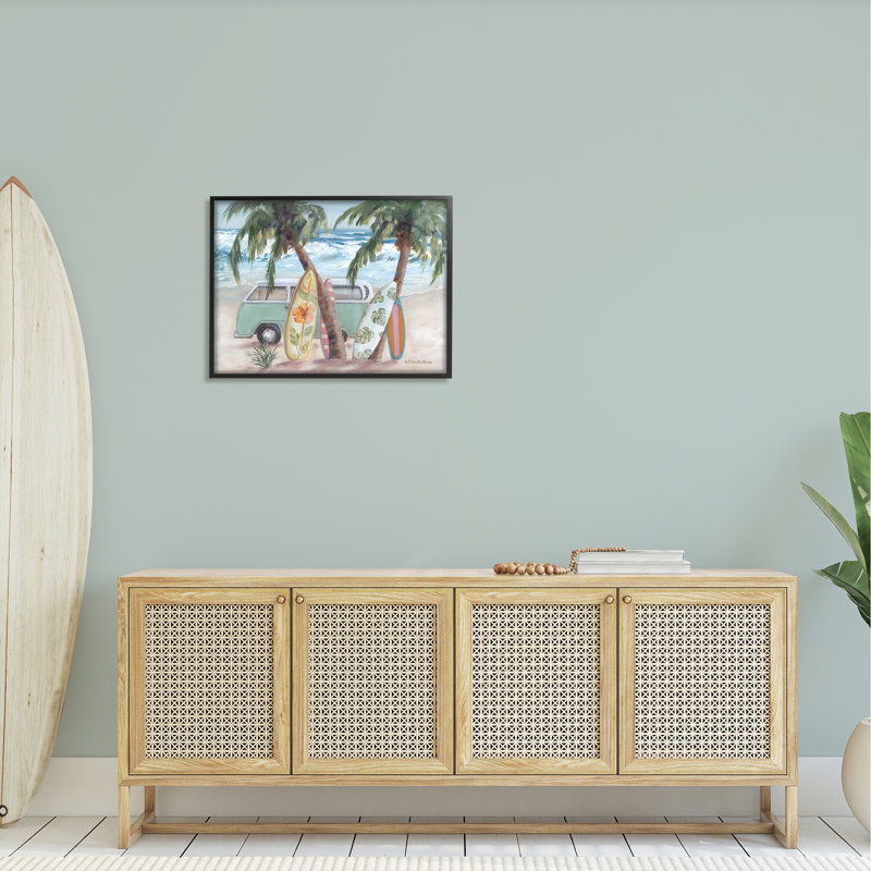 Été, vagues tropicales, planches de surf tropicales, estampe numérique par Pam Britton, L 30 po x H 24 po x P 1,5 po
