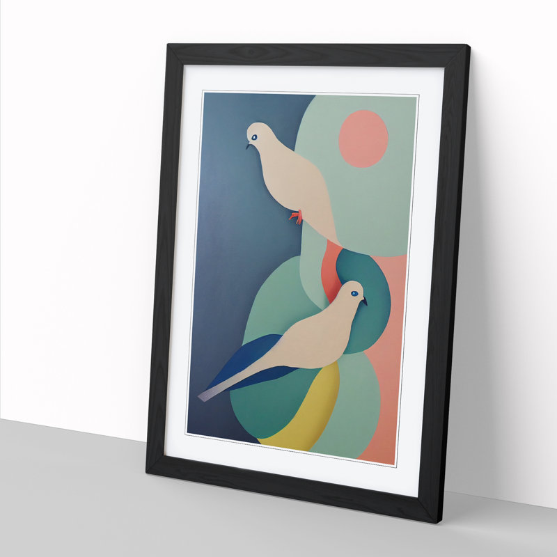 Dove Birds - Picture Frame Print, Black, 64cm H x 46cm W x 2cm D