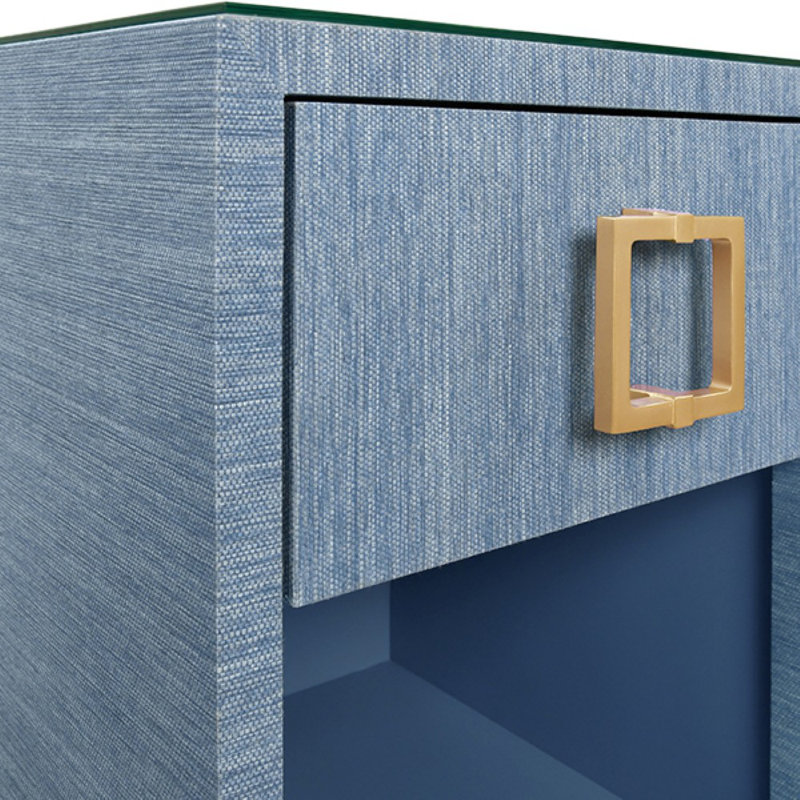 Blair Glass End Table, Blue