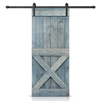 Porte de grange à panneaux et en bois avec quincaillerie d'installation