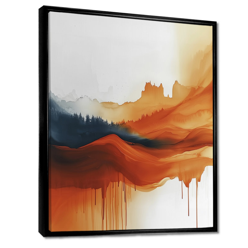 Olgeir Fading Autumn Mountain Landscape IV - montagnes, art mural sur toile, Noir, Reproduction avec cadre flottant