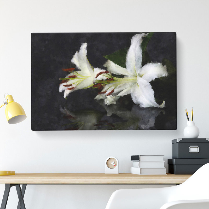White Lily Flowers - Wrapped Canvas, 50cm H x 76cm W x 3cm D