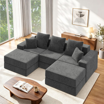 Canapé modulaire en forme de U de 101 po avec coussins
