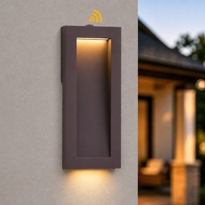 15''H Modern Oil Rubbed Bronze Dimmable LED Aluminum Unique / Statement  Outdoor Wall Light with Dusk to Dawn