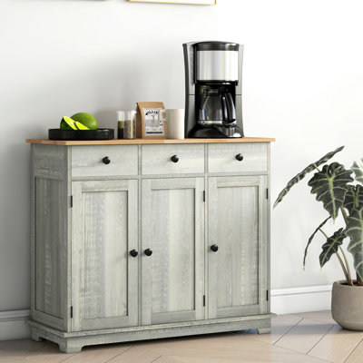 Modern Gray Storage Cabinet - Sideboard With 3 Drawers, Adjustable Shelf, And Doors For Various Needs Doors, Shelves Organized Life
