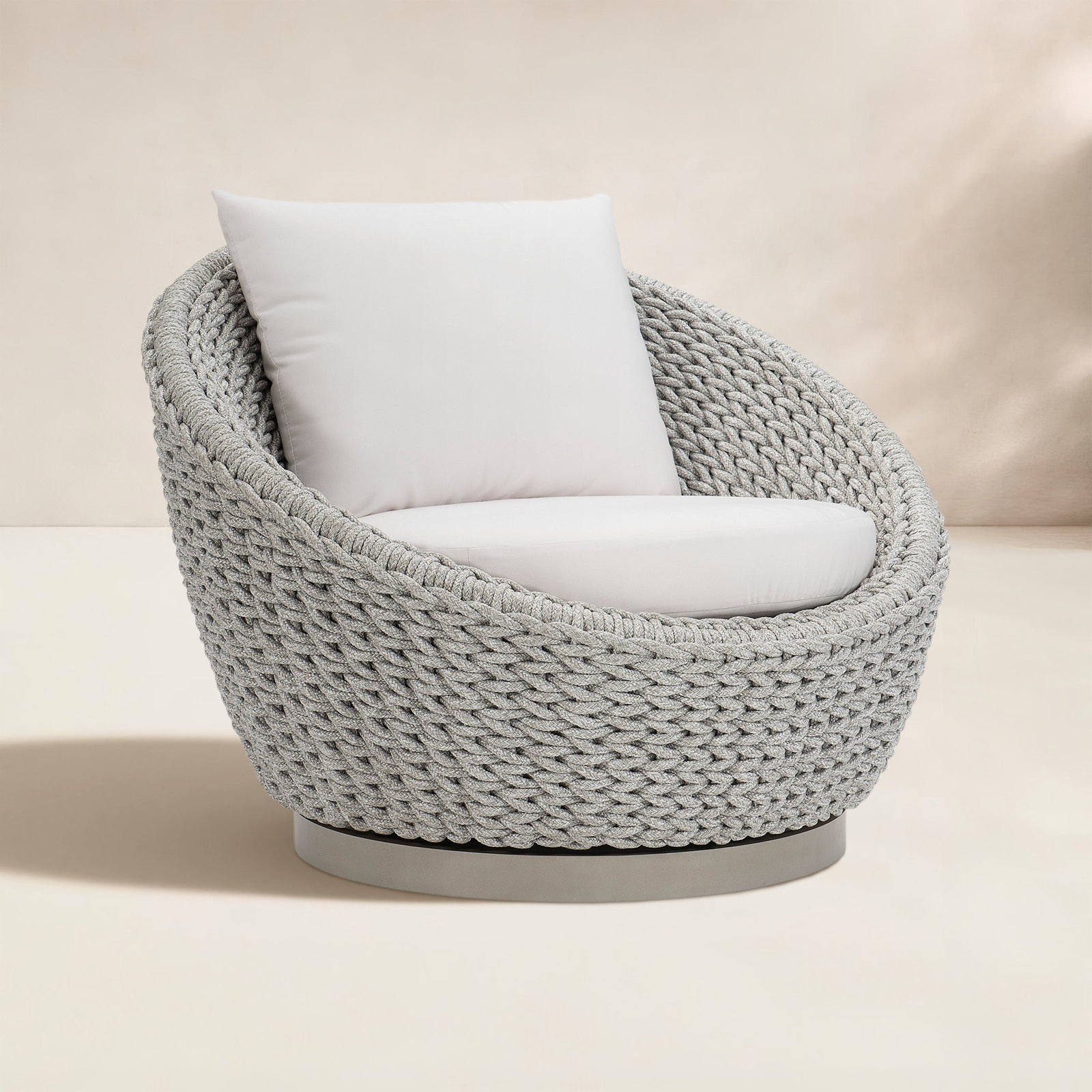 Savaii Sunbrella® Swivel Patio Lounge Chair, Light Grey Linen 6032-010