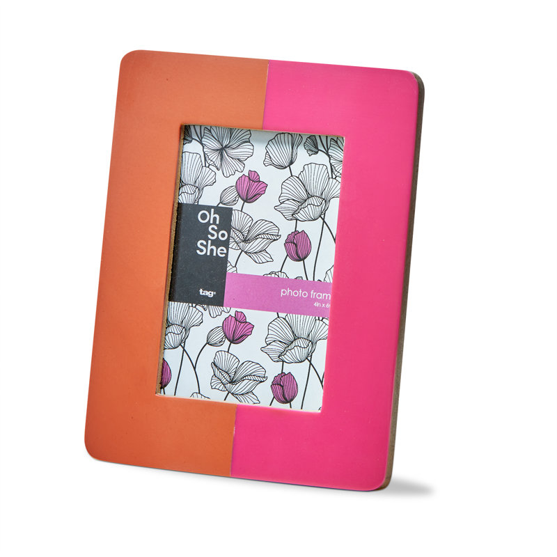 Cadre photo couleur bloc en verre orange tous les jours 4 x 6, Orange, L 4 po x H 6 po