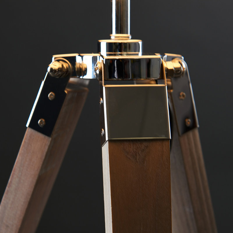 Bella Vista Wood Tripod Lamp, Grey/Gold