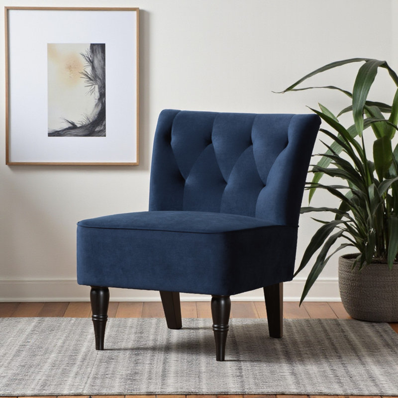 Fauteuil de chambre Madelyn, Velours marine