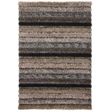 Lavasa Hand Loomed Striped Area Rug in Gray/Tan/Black