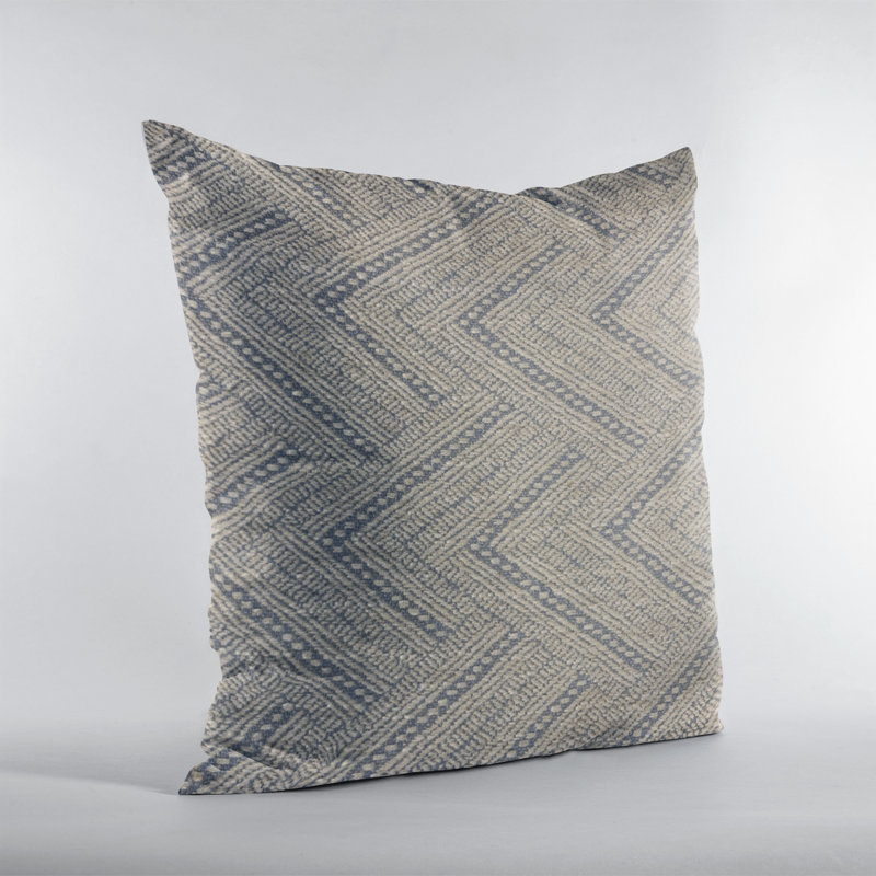 Triangles Linen Indoor/Outdoor Pillow Cover & Insert, Square 16", Blue