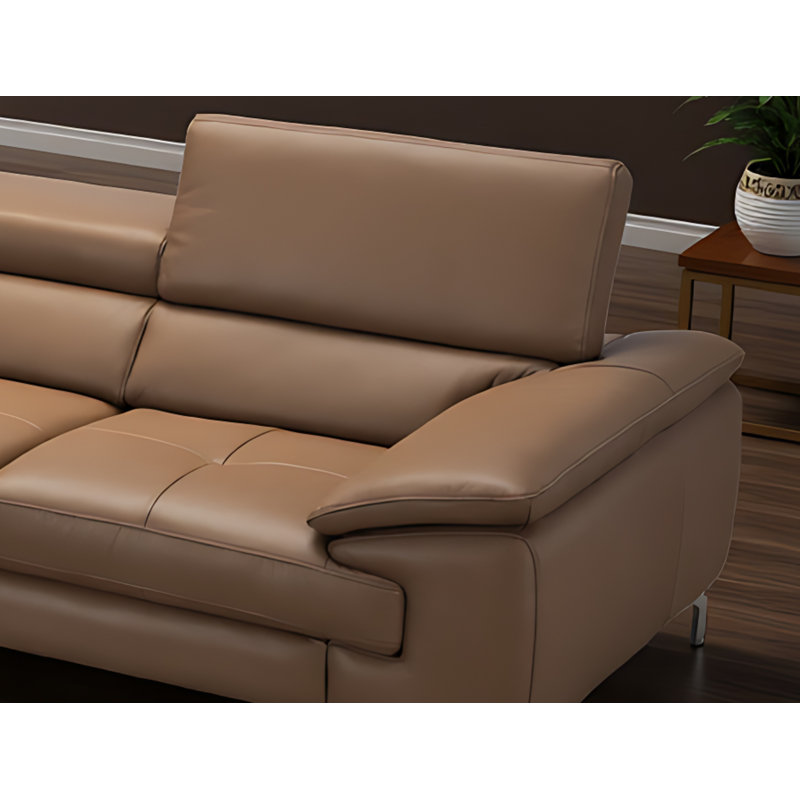 Canapé modulaire rembourré 2 pièces Marielys, Cuir caramel