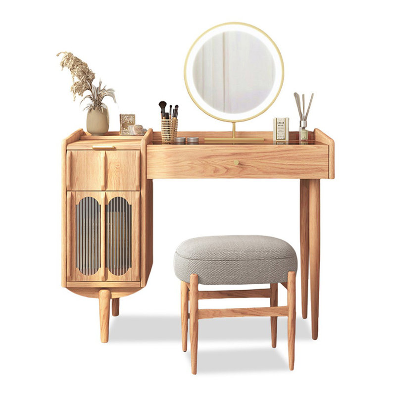 Makeup Vanity with Light mirror,1 drawers,1 chair