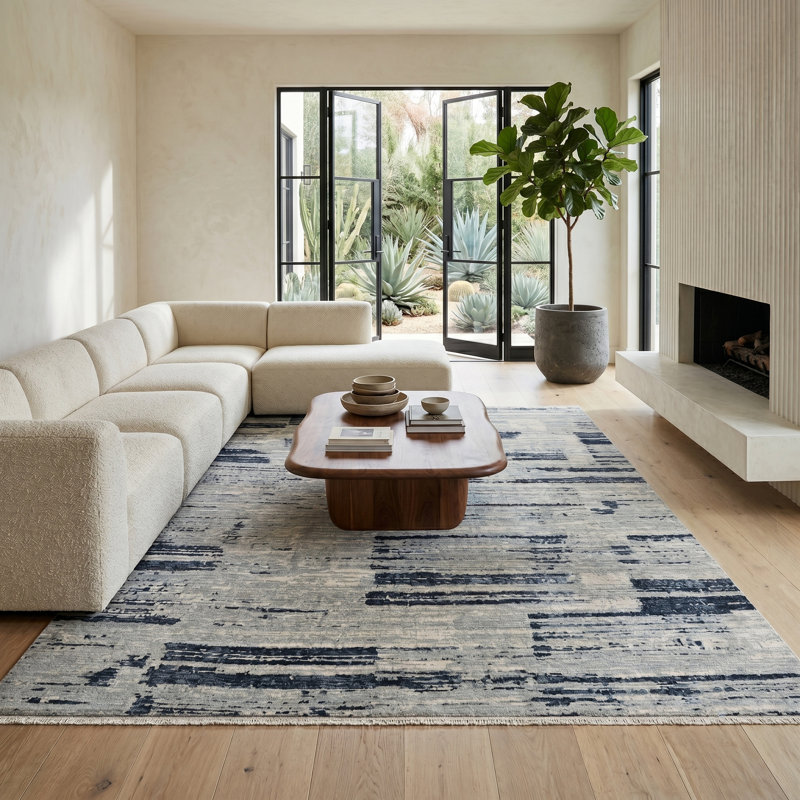 Tapis en laine noué à la main Ensemble Modern, Rectangle de 10 pi x 14 pi