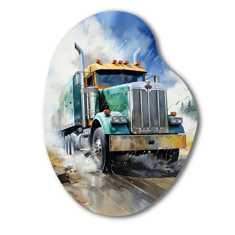 Camion semi-lourd I - décoration murale asymétrique en métal, sculpture murale de forme irrégulière, H 38 po x l 28 po